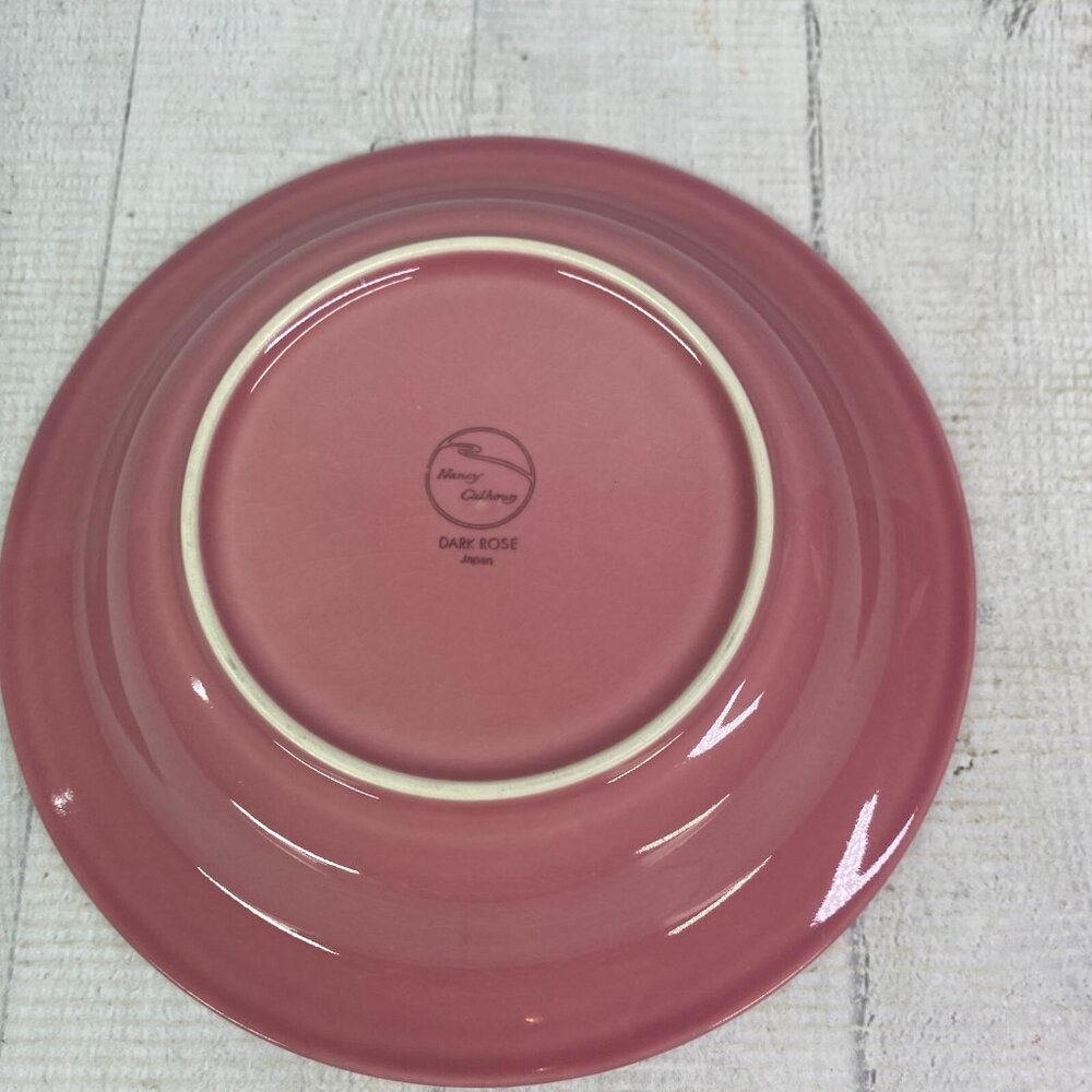 Nancy Calhoun DARK ROSE Japan Solid Color Smooth Stoneware Rim Soup Bowls Set 2 - Picture 4 of 15